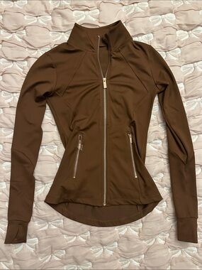 LUXEIT Chocolate Brown Slim Zip-Front Bomber Jacket